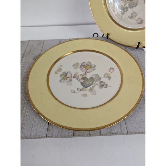 Anemone Yellow Dinner Plates Set of 2 California Gold Flintridge Sylvan China - Picture 3 of 8